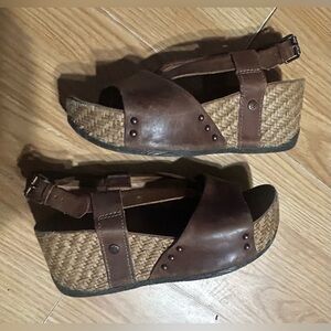 Bussola Formentera Sun Seeker Brown Wedge Sandals. Ladies 38